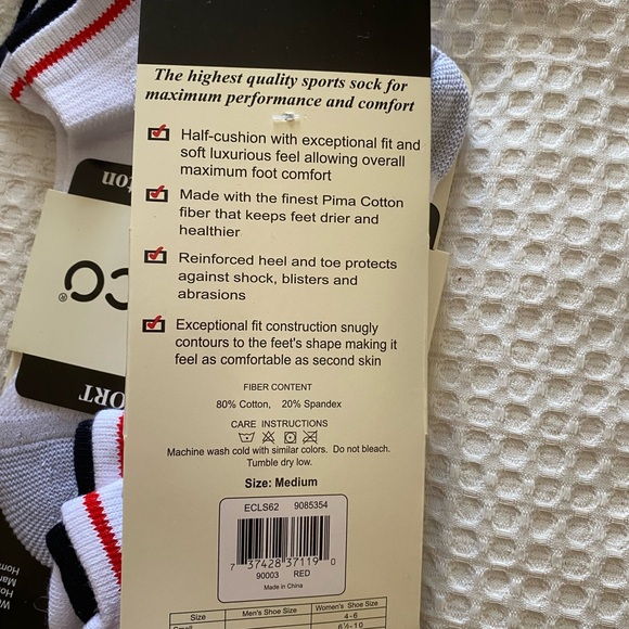 ECCO Men's White Sport Socks - Picture 3 of 3